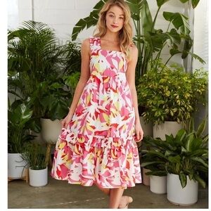 Crosby Bowie Dress Pink Tropics Size L NEW